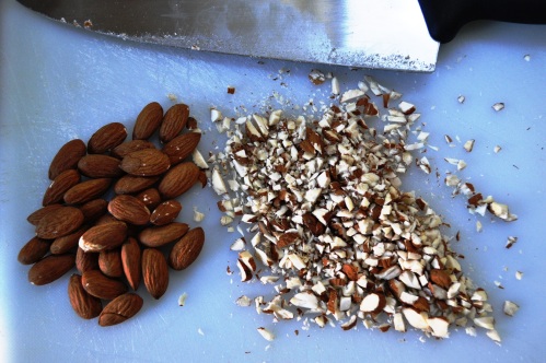chopping almonds